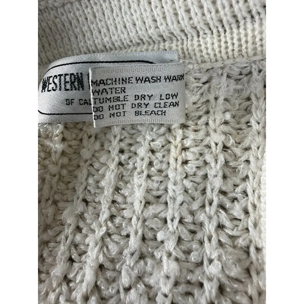 Western Conection Size M Open Front Kint Cardigan Sweater‎ Ivory Long Sleeve